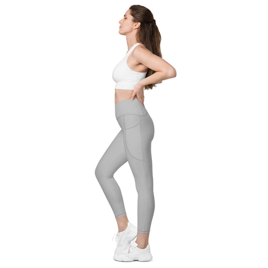 Silver Crossover Leggings with Pockets