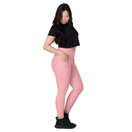 Light Pink Crossover Leggings with Pockets