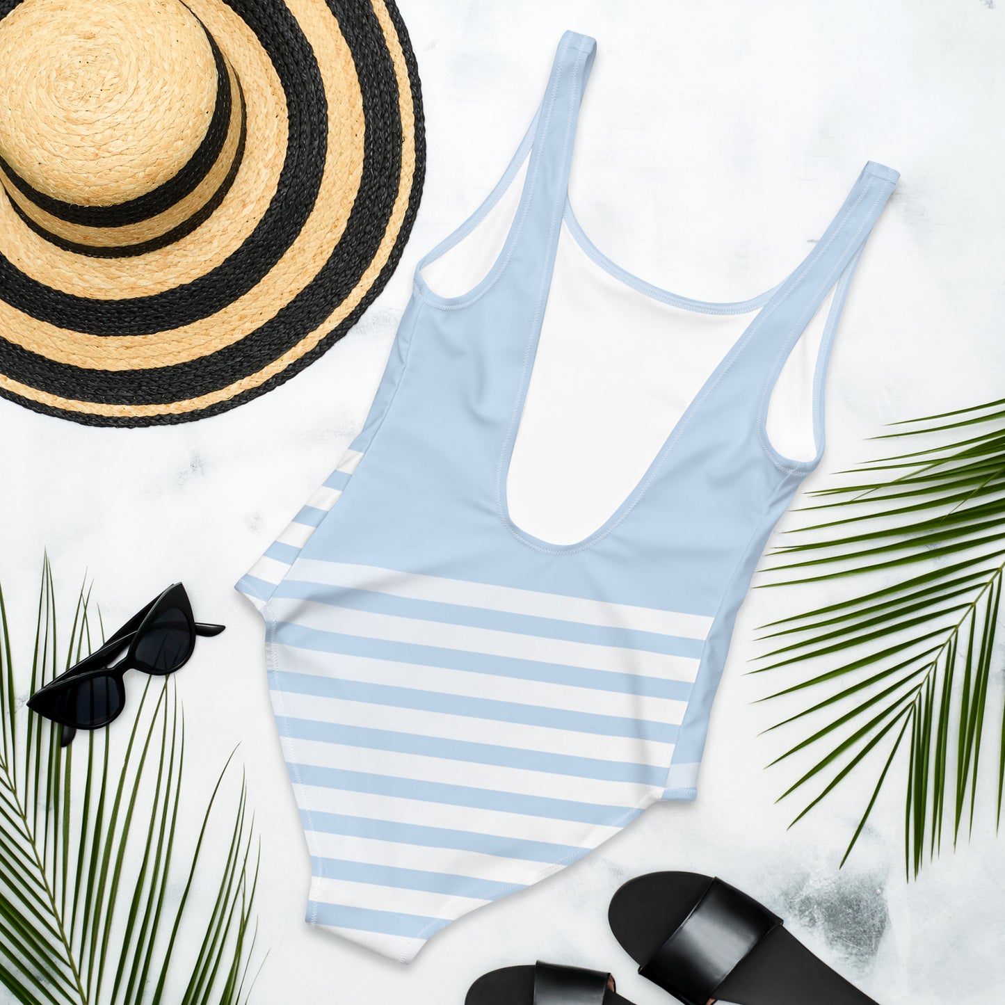 Blue Stripe One-Piece Swimsuit