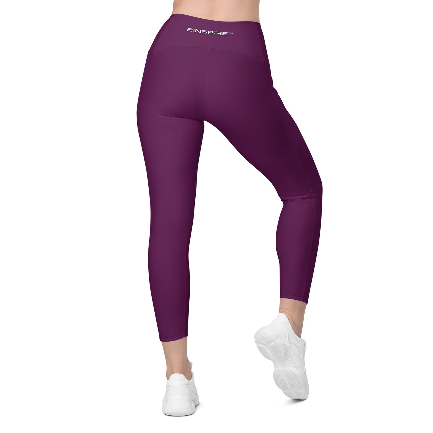 Tyrian Purple Crossover Leggings with Pockets