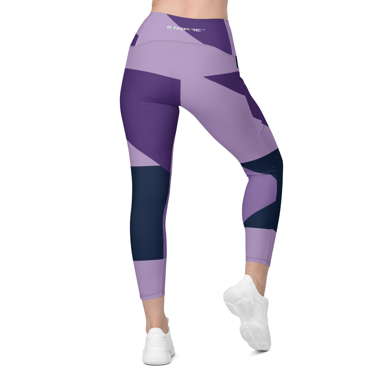 Purple Pop Abstract Crossover Leggings with Pockets