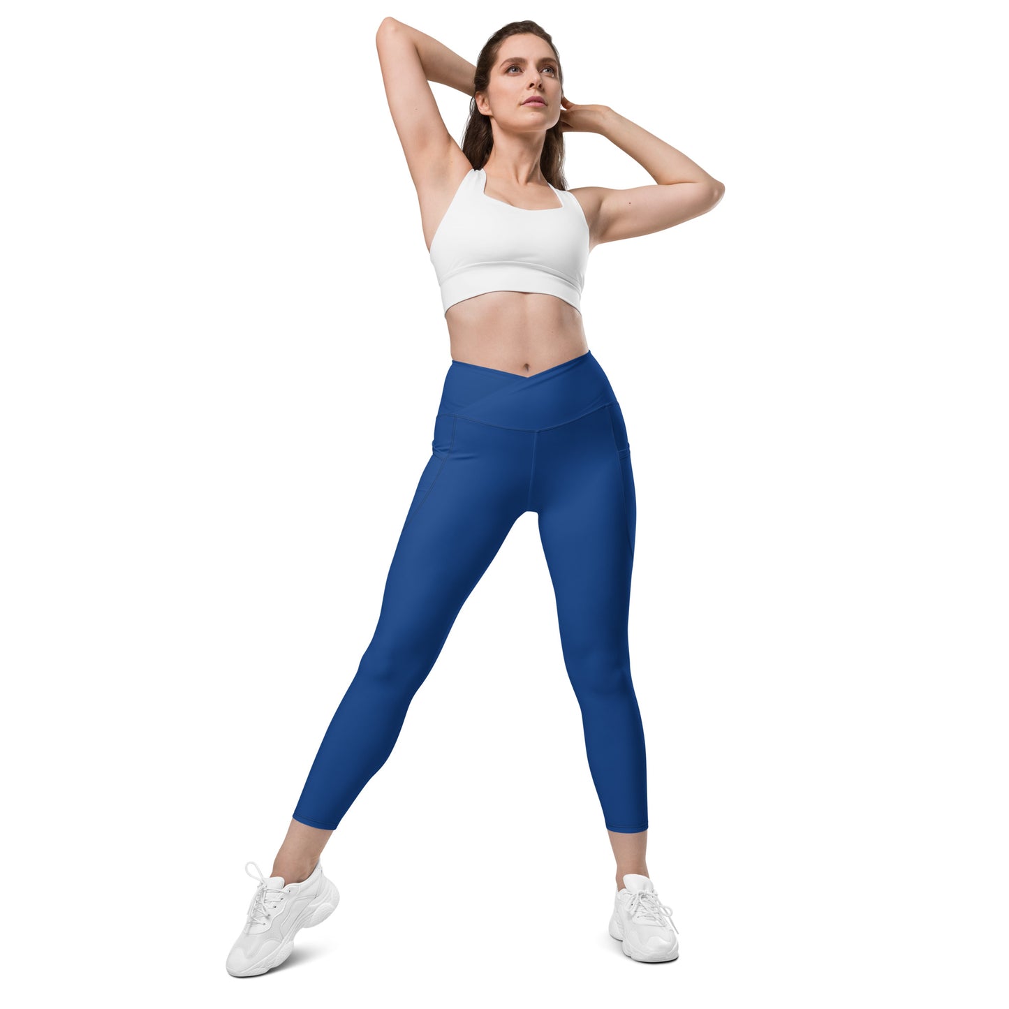 Dark Cerulean Crossover Leggings with Pockets