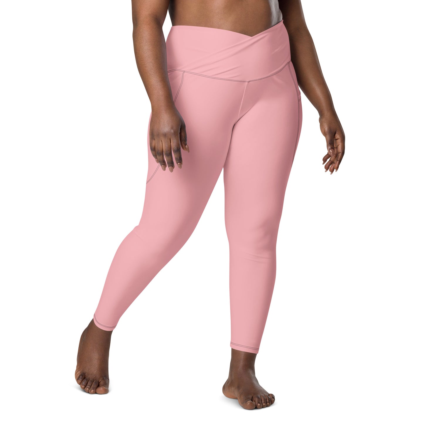 Light Pink Crossover Leggings with Pockets