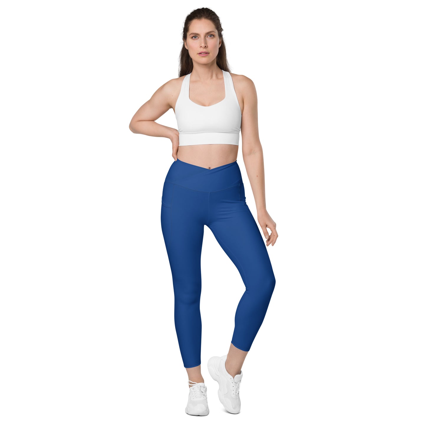 Dark Cerulean Crossover Leggings with Pockets