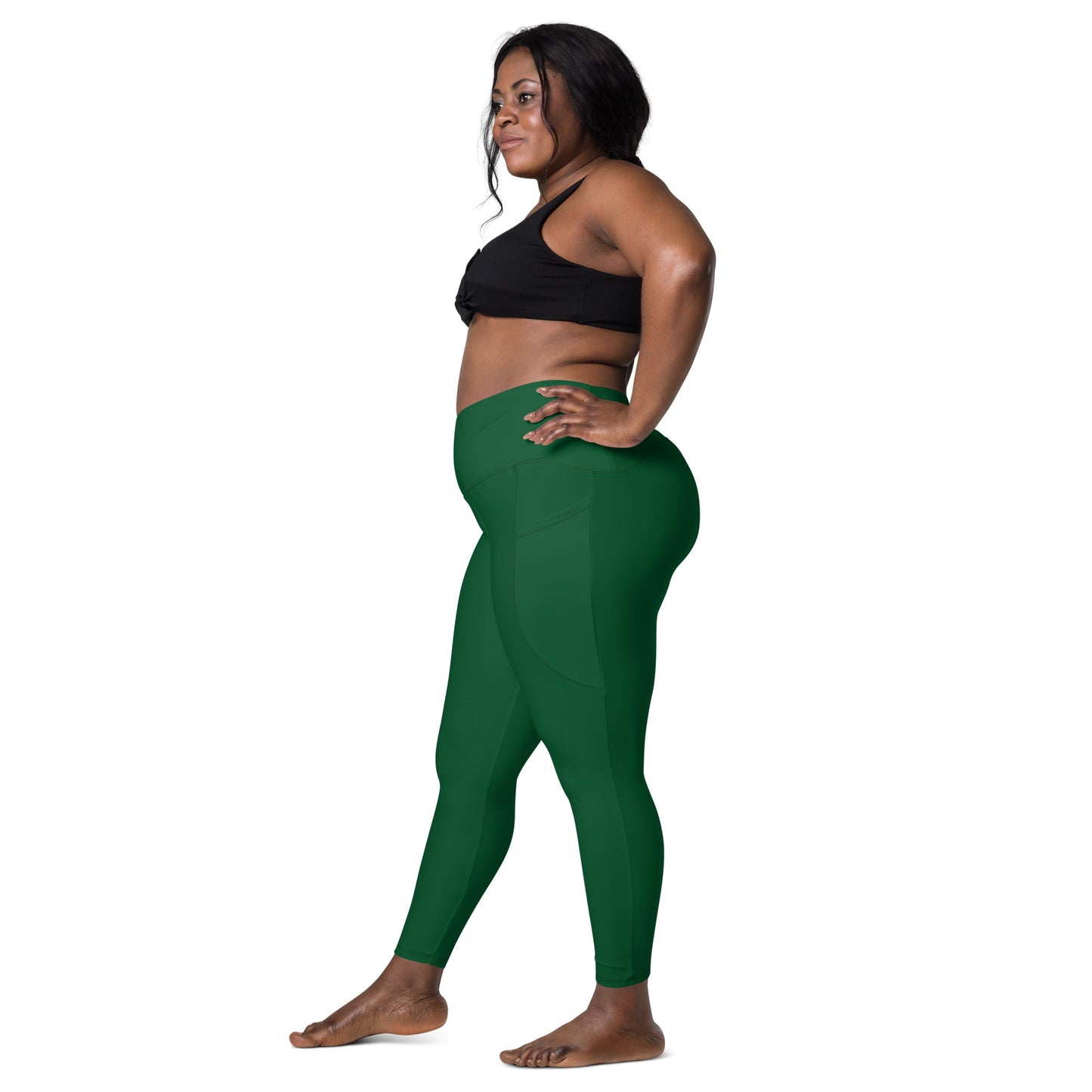 Forest Green Crossover Leggings with Pockets