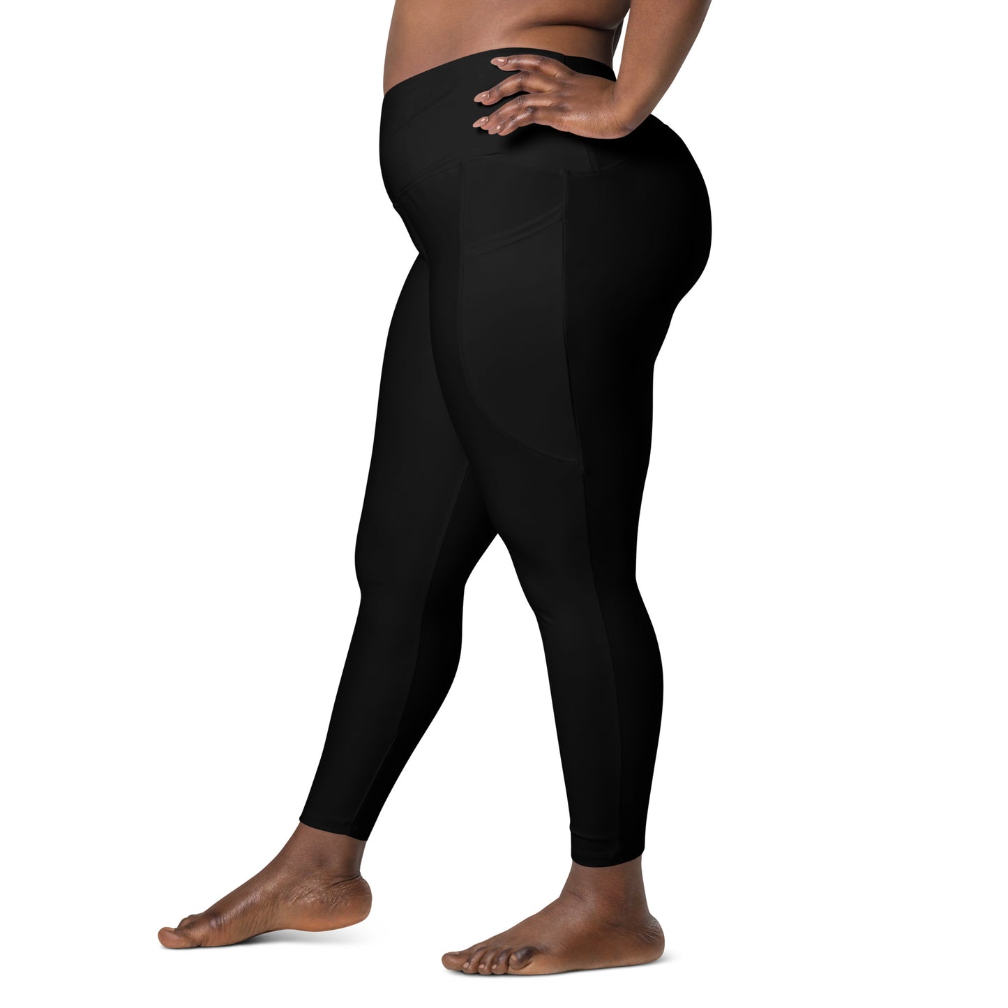 Black Crossover Leggings with Pockets