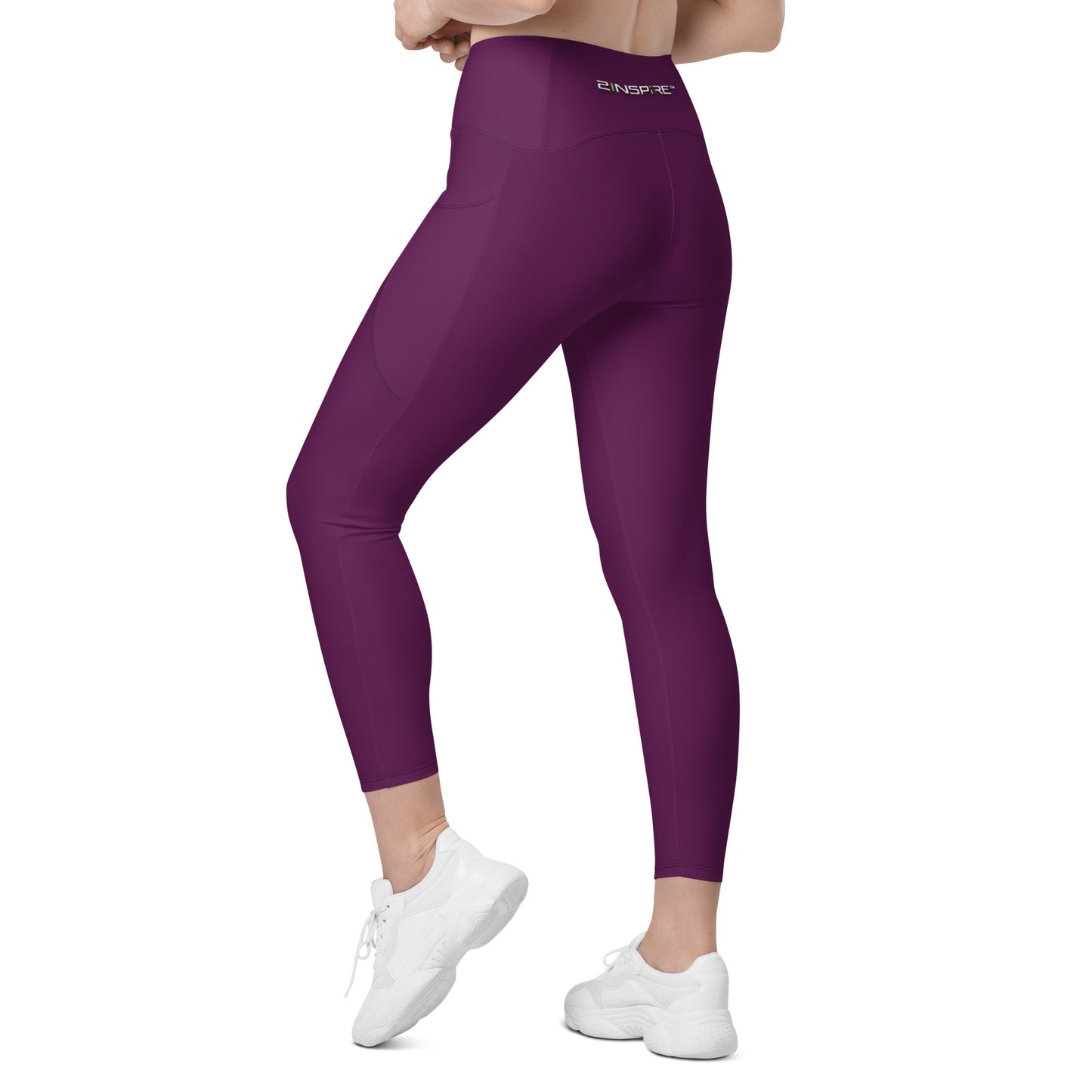 Tyrian Purple Crossover Leggings with Pockets