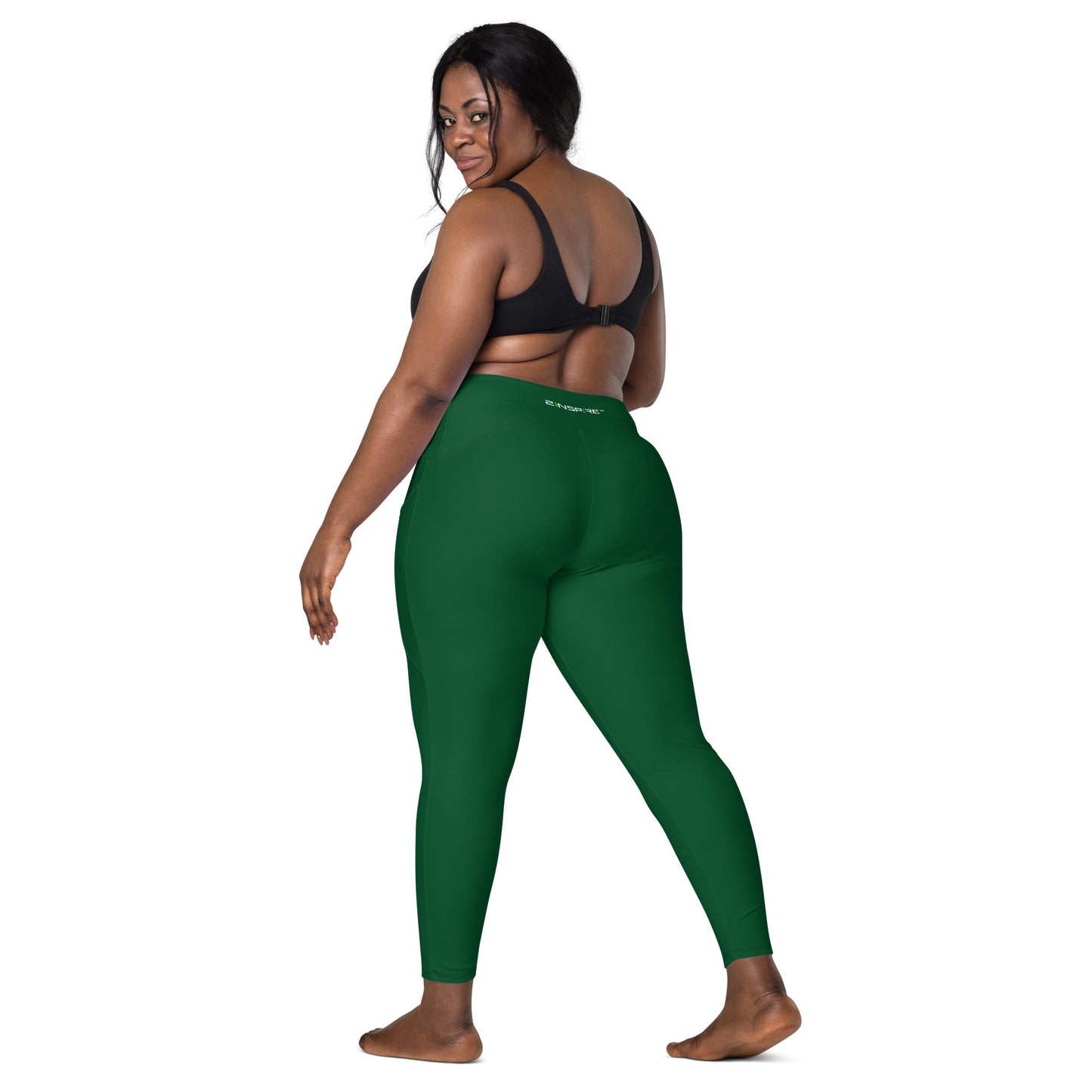 Forest Green Crossover Leggings with Pockets