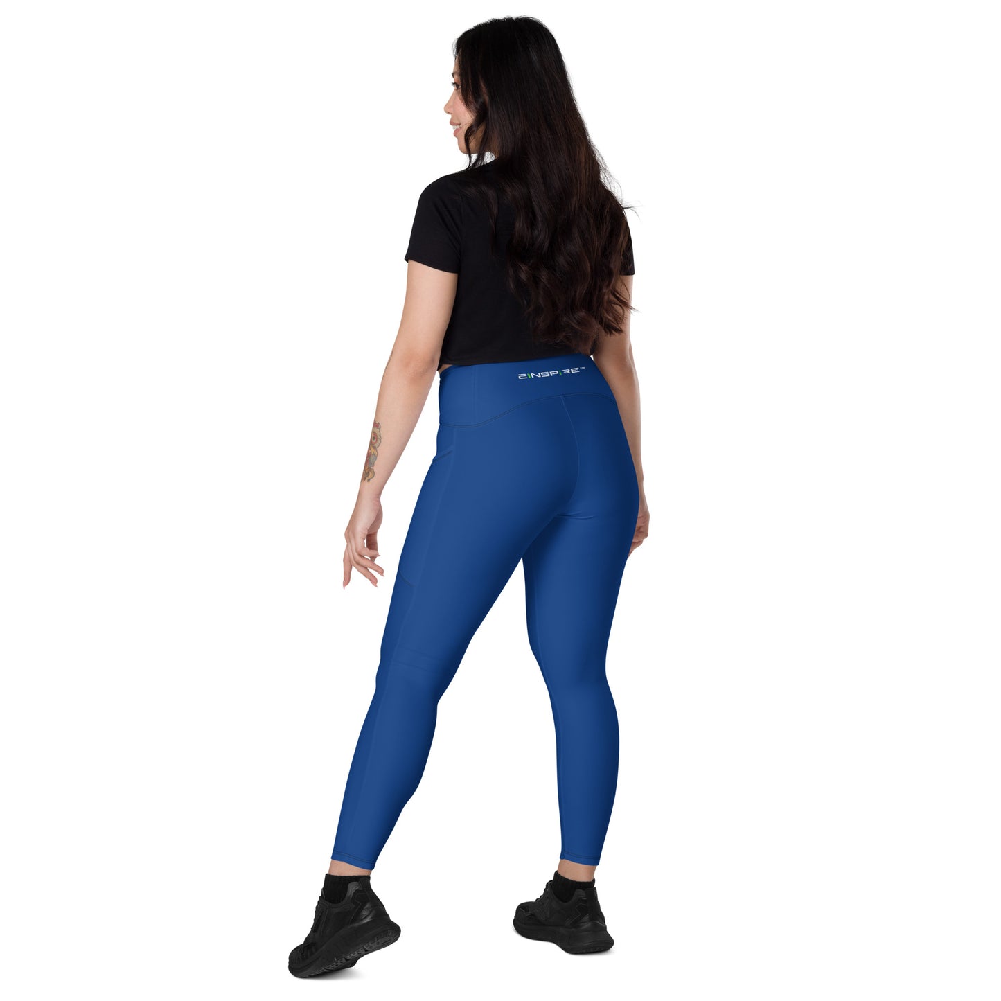 Dark Cerulean Crossover Leggings with Pockets