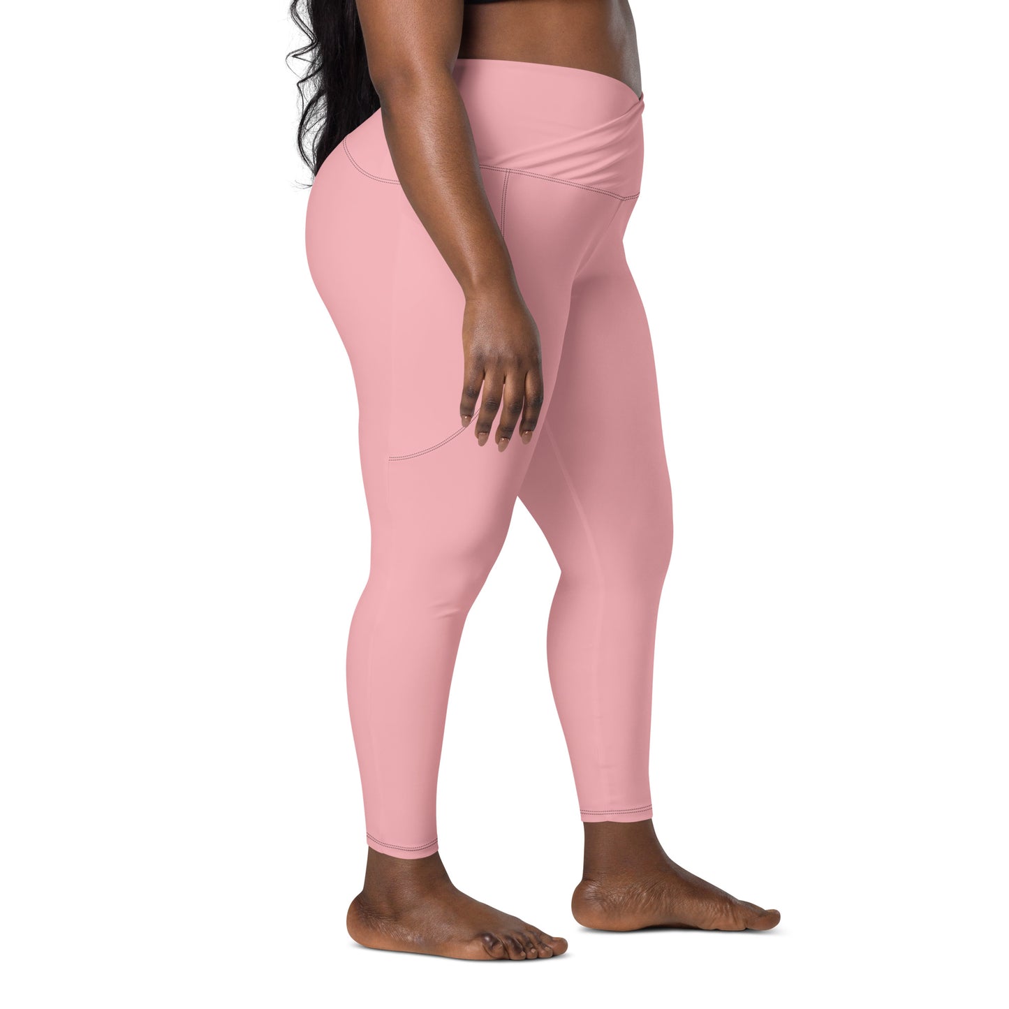 Light Pink Crossover Leggings with Pockets