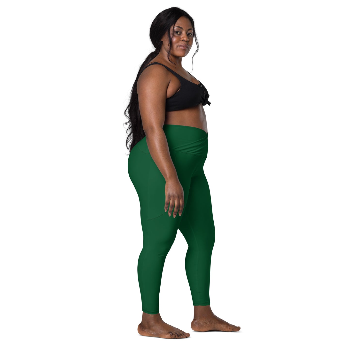 Forest Green Crossover Leggings with Pockets