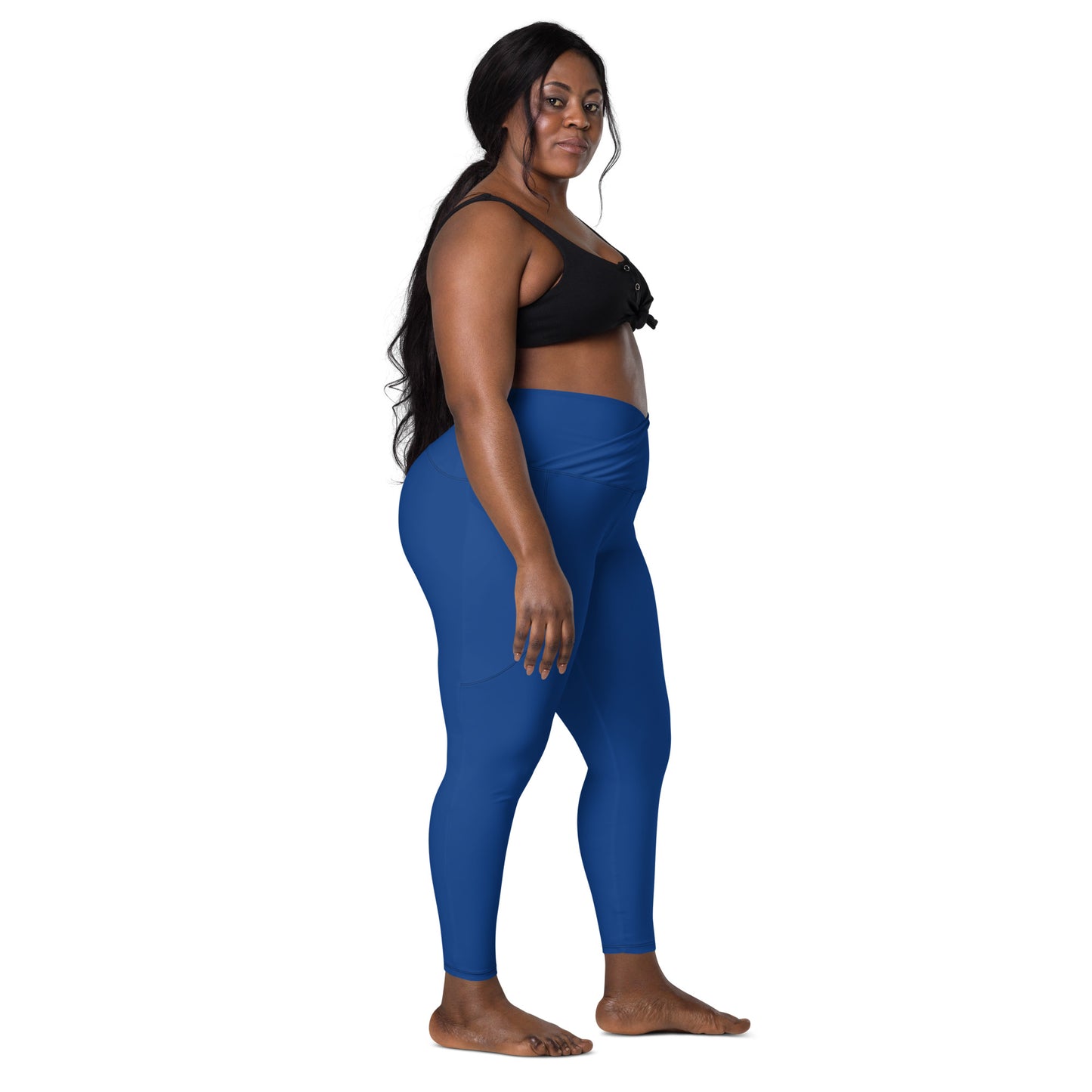 Dark Cerulean Crossover Leggings with Pockets