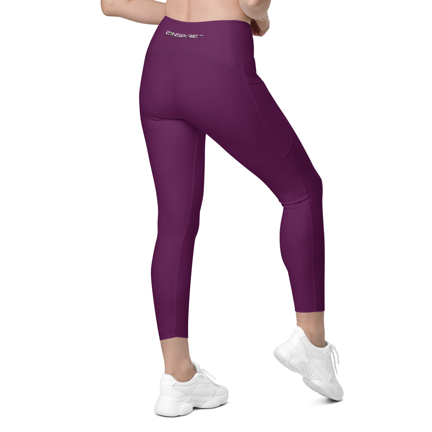 Tyrian Purple Crossover Leggings with Pockets