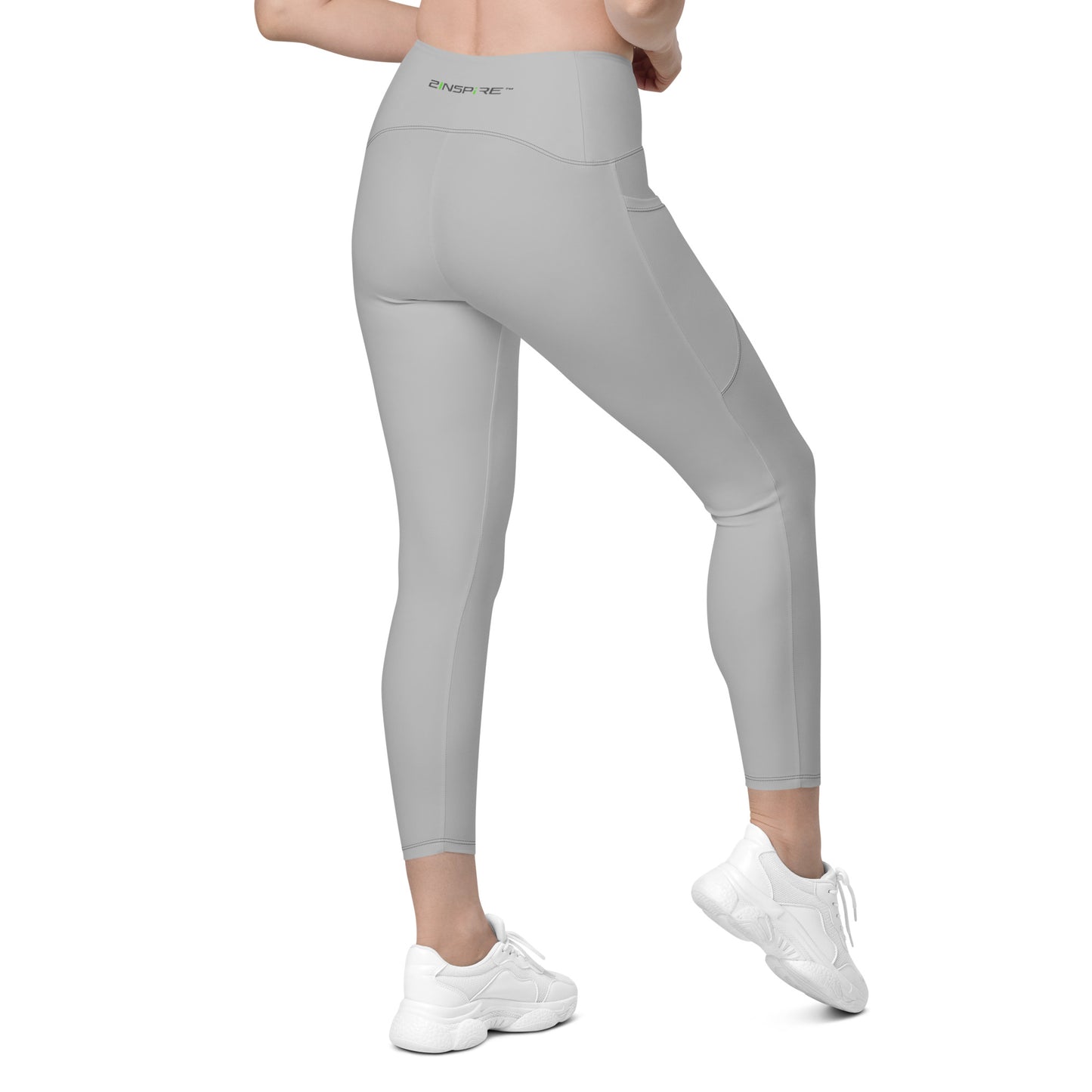 Silver Crossover Leggings with Pockets