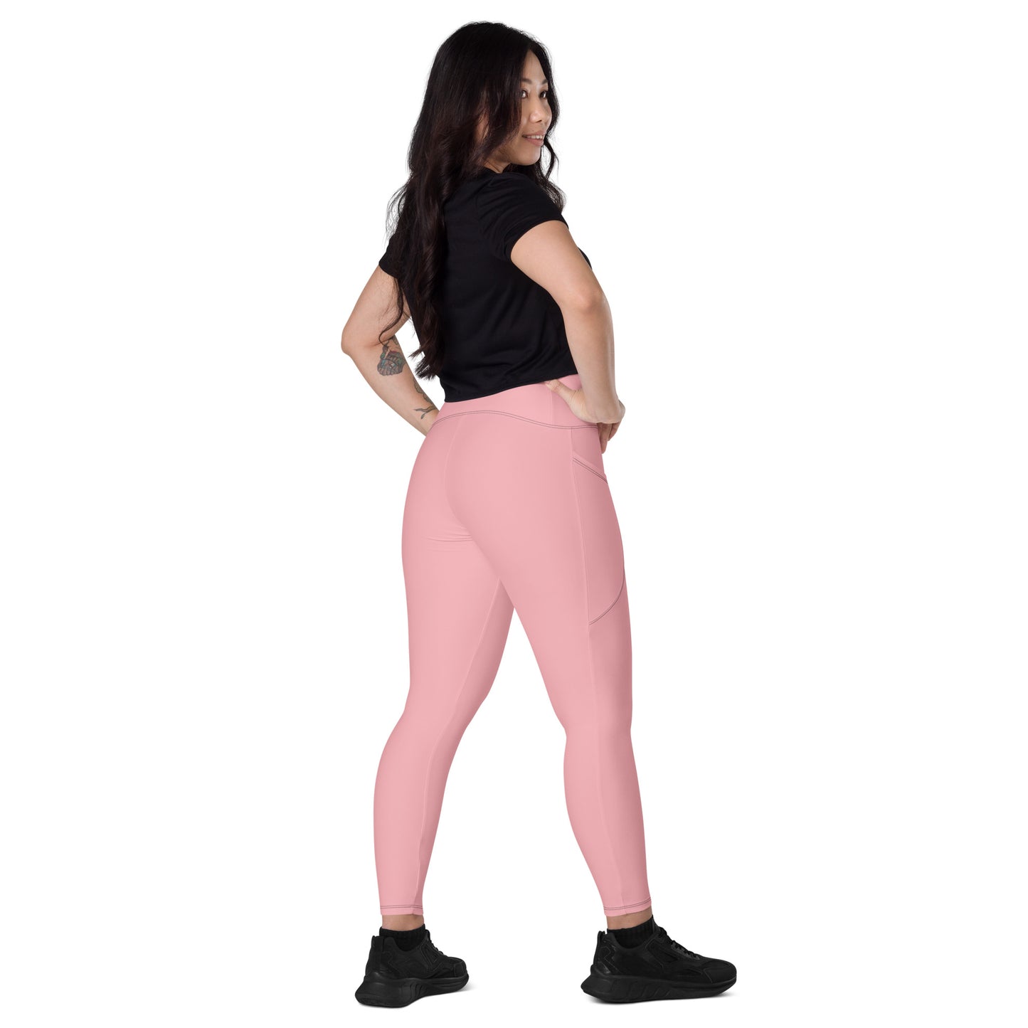 Light Pink Crossover Leggings with Pockets