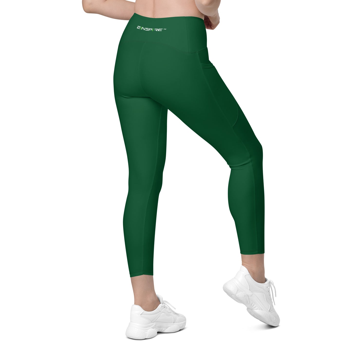 Forest Green Crossover Leggings with Pockets