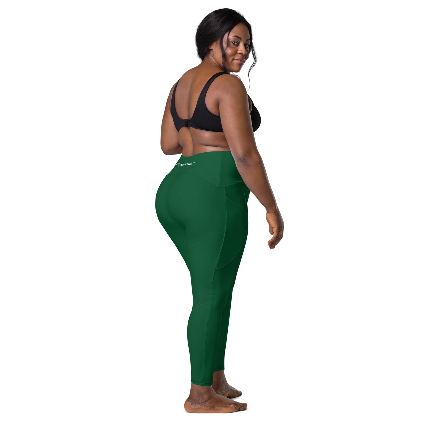 Forest Green Crossover Leggings with Pockets