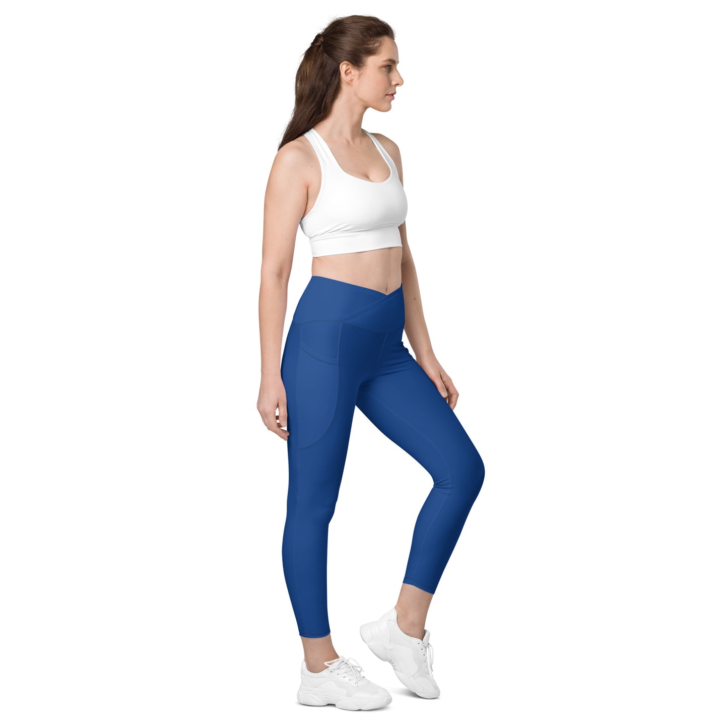 Dark Cerulean Crossover Leggings with Pockets