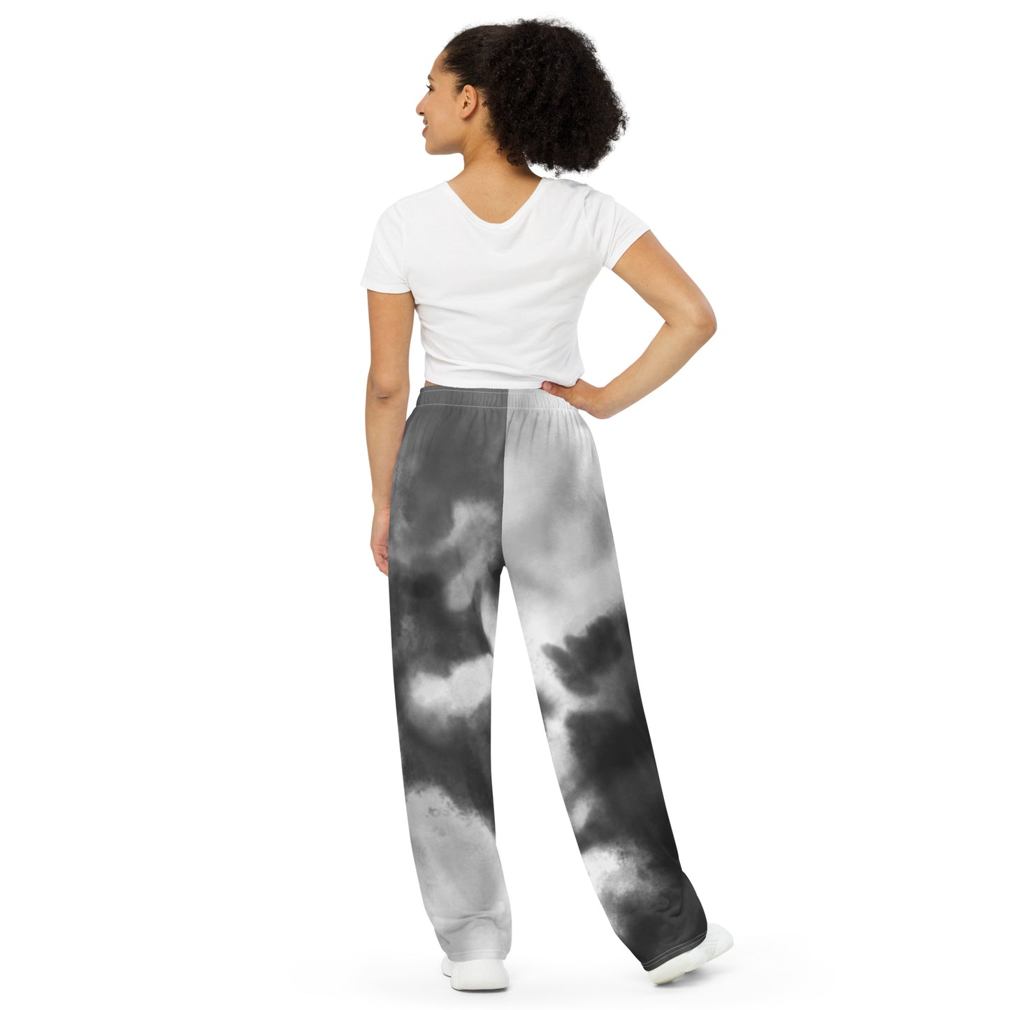 Black Watercolor Unisex Wide-Leg Pants