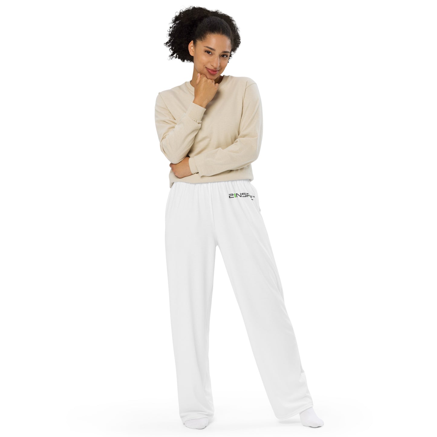 White Unisex Wide-Leg Pants