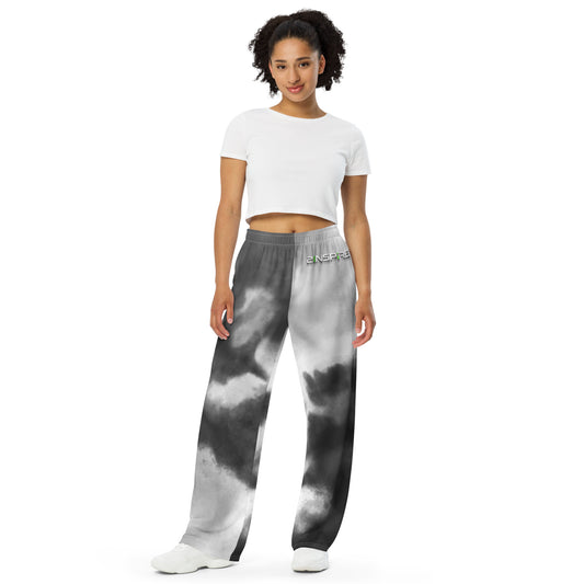 Black Watercolor Unisex Wide-Leg Pants