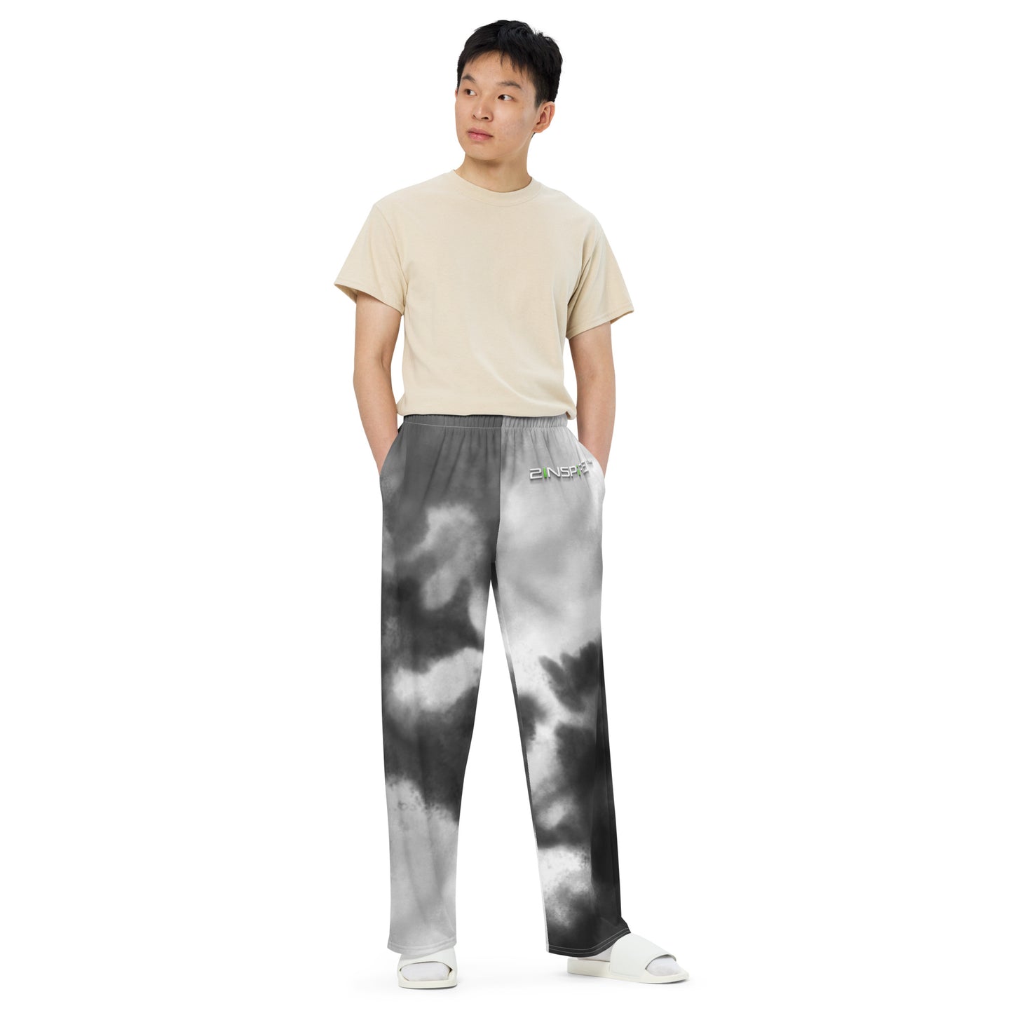 Black Watercolor Unisex Wide-Leg Pants