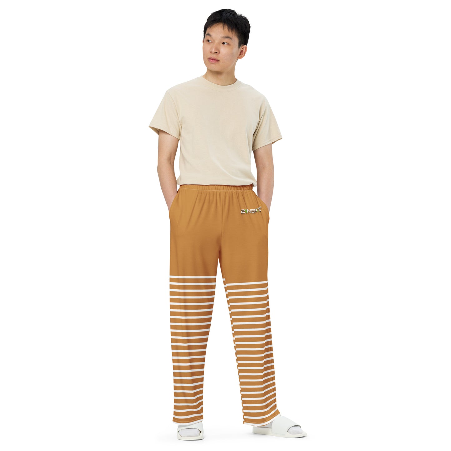 Orange Geometric Unisex Wide-Leg Pants