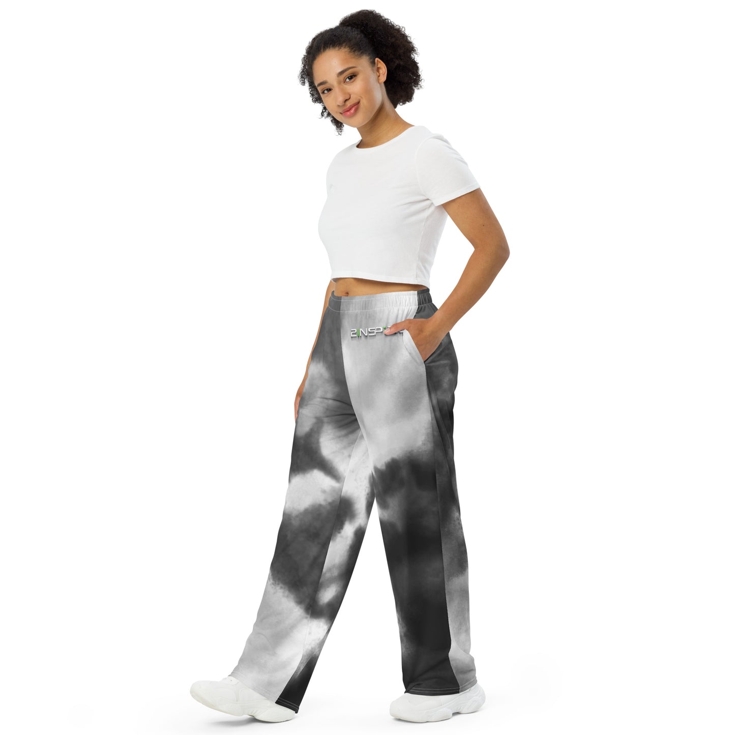 Black Watercolor Unisex Wide-Leg Pants