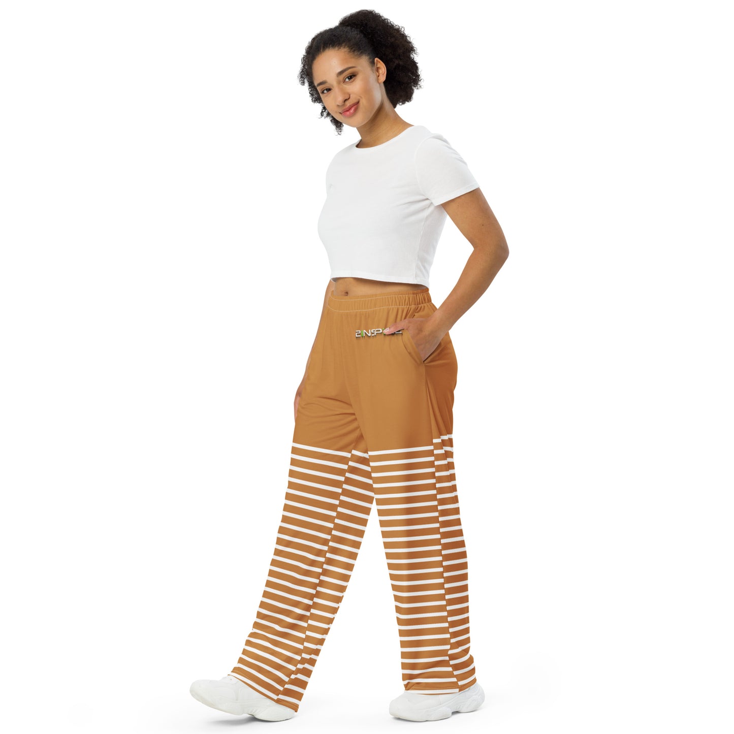 Orange Geometric Unisex Wide-Leg Pants