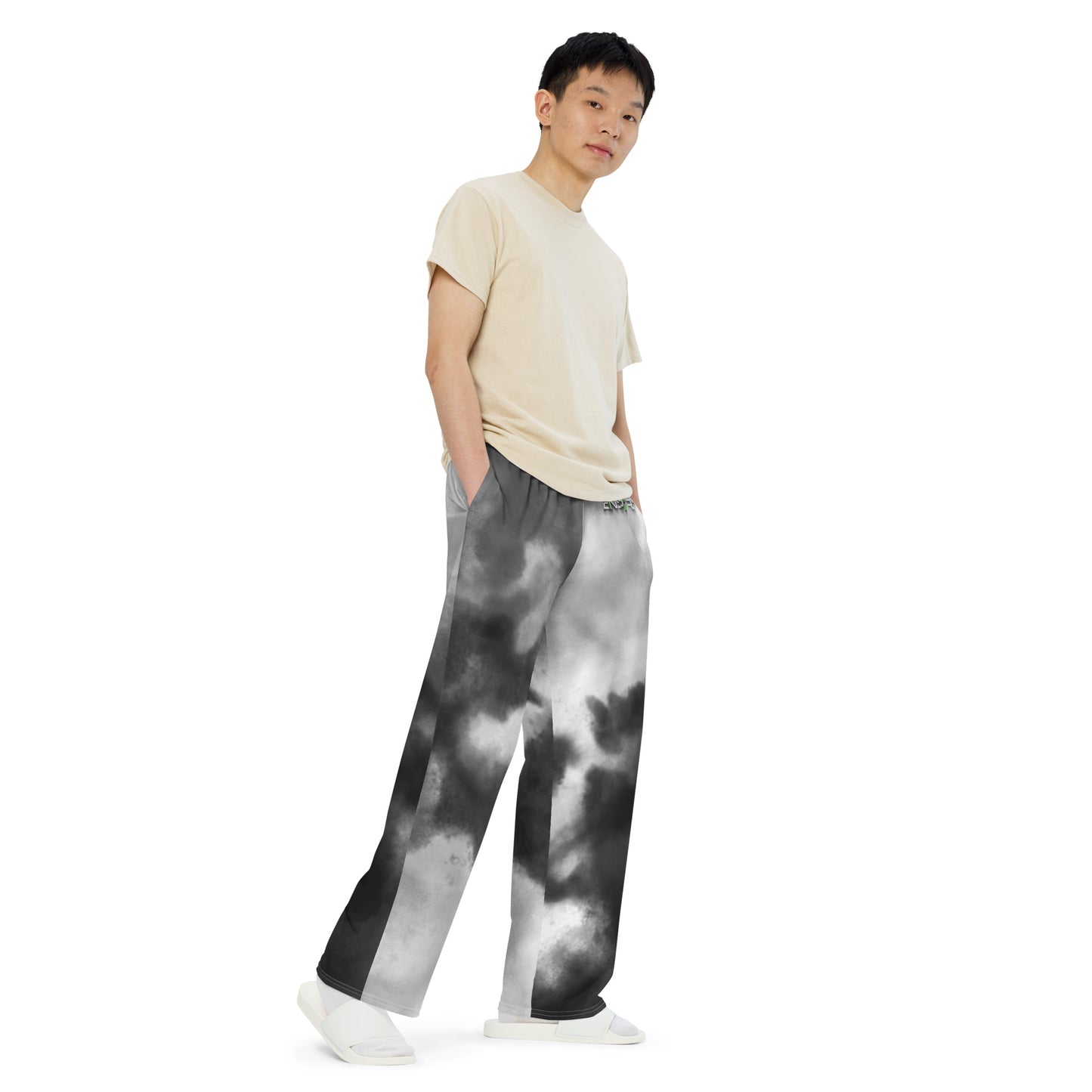 Black Watercolor Unisex Wide-Leg Pants