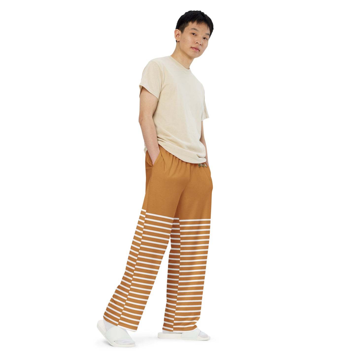 Orange Geometric Unisex Wide-Leg Pants